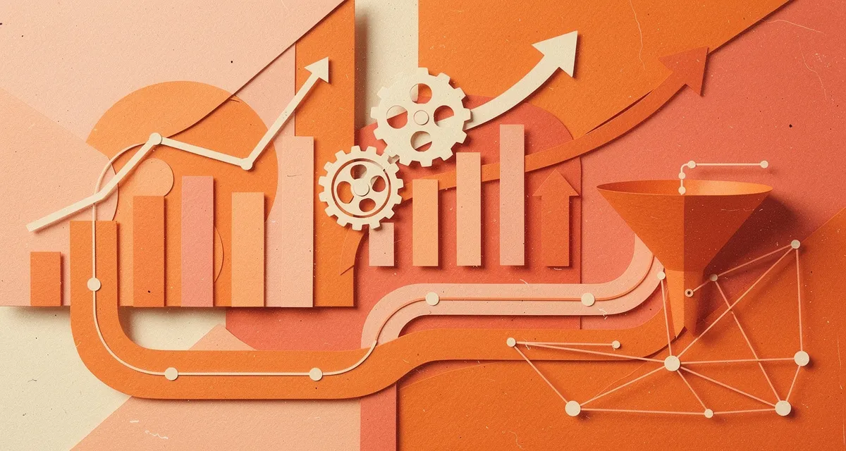 B2B growth hacking strategies — retro collage of growth charts, pipeline flows, and business growth elements