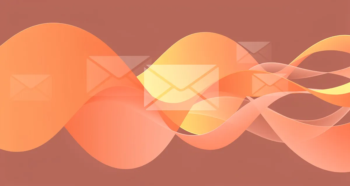 Abstract flowing gradient shapes in orange and coral representing email marketing data streams and audience growth