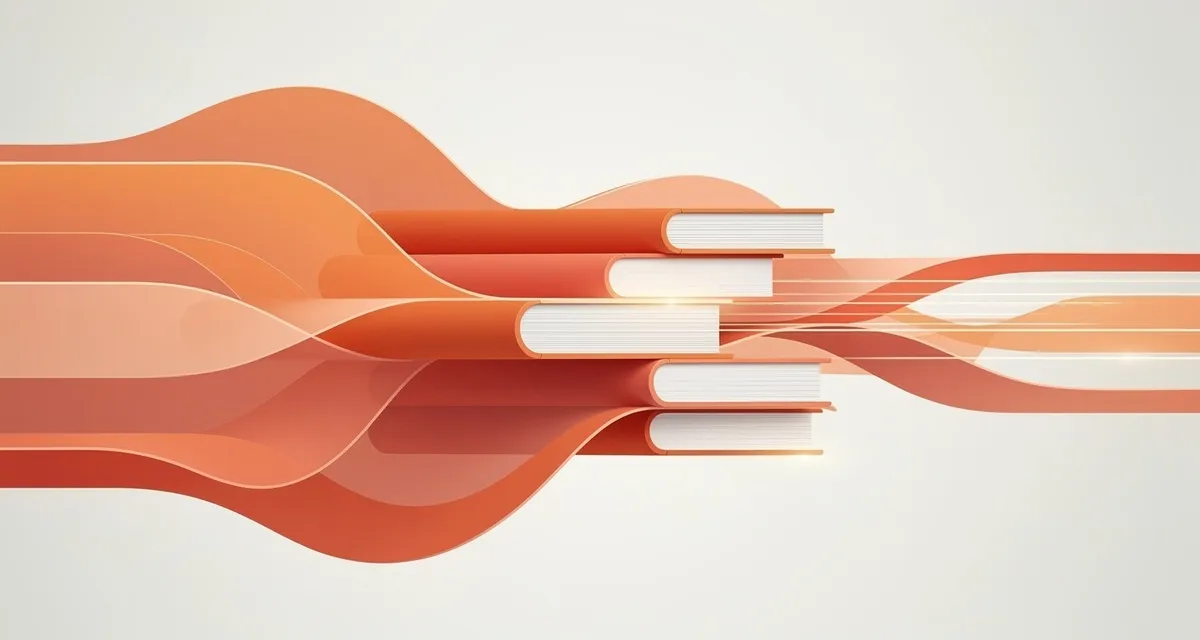 Abstract flowing gradient shapes in orange and coral representing digital marketing knowledge streams
