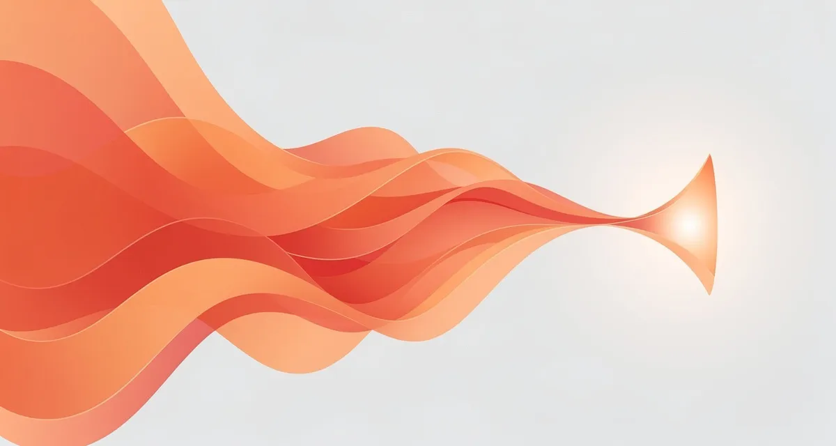 Abstract flowing orange and coral gradient shapes representing the stages of a content marketing campaign funnel