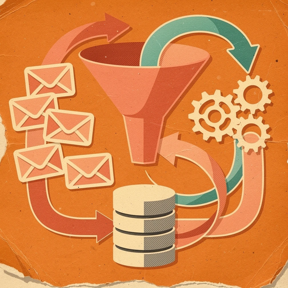 CRM and marketing automation comparison dashboard with customer journey stages and email flow icons