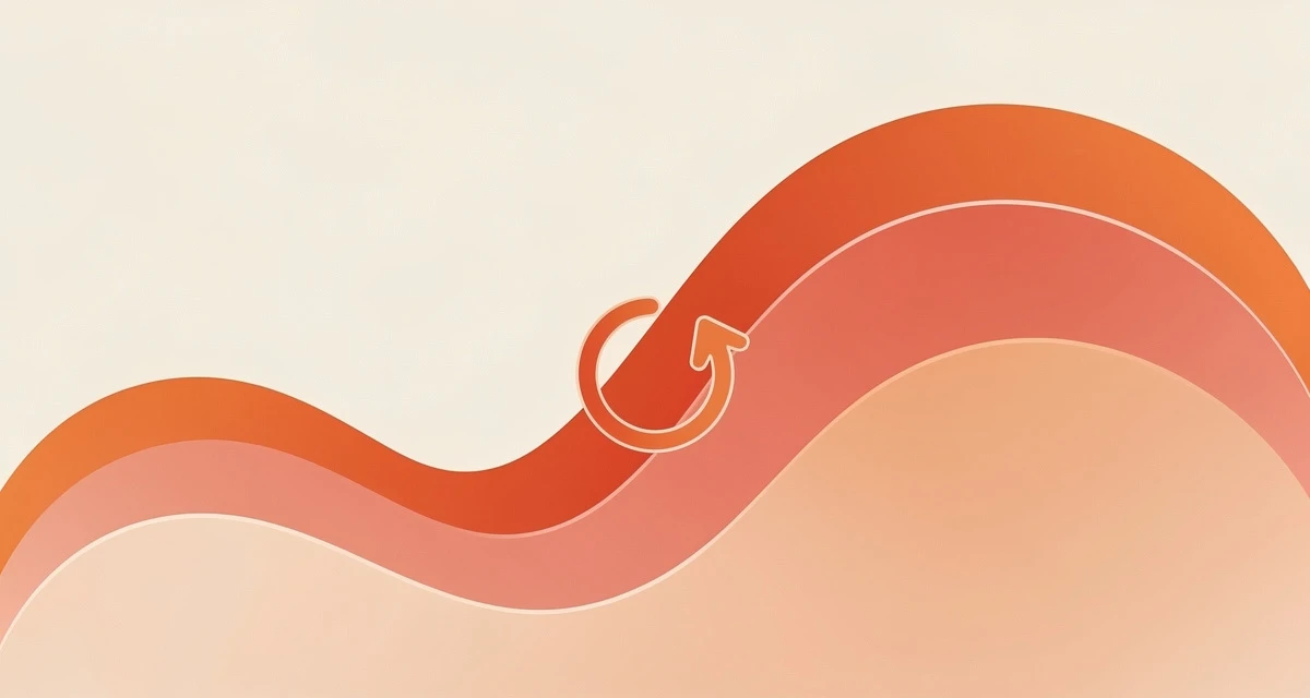 Abstract gradient illustration representing customer loyalty program growth curves in orange and coral