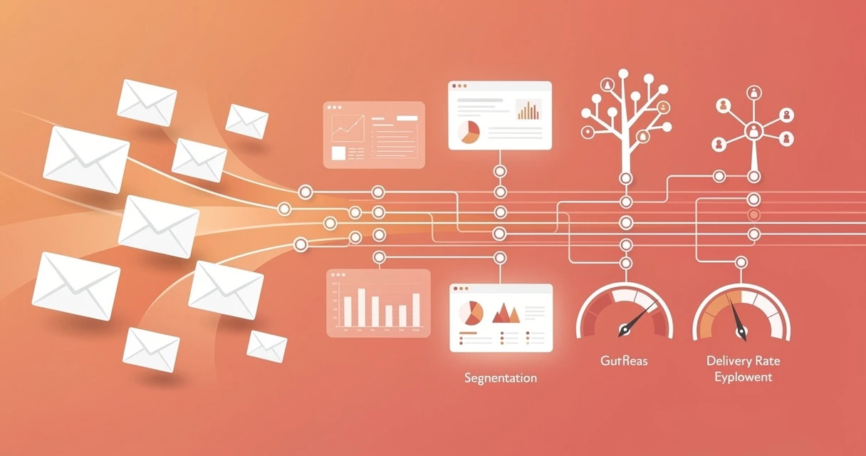 Email deployment strategy guide showing analytics dashboard and campaign workflow