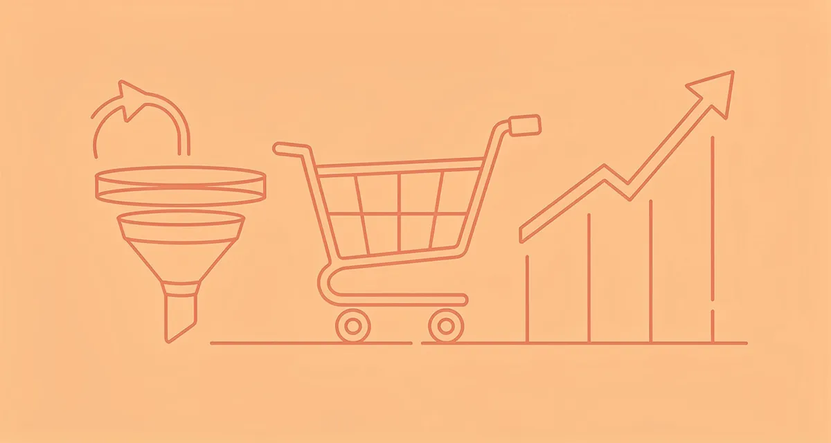 Growth hacking ecommerce strategies with abstract chart and funnel line art