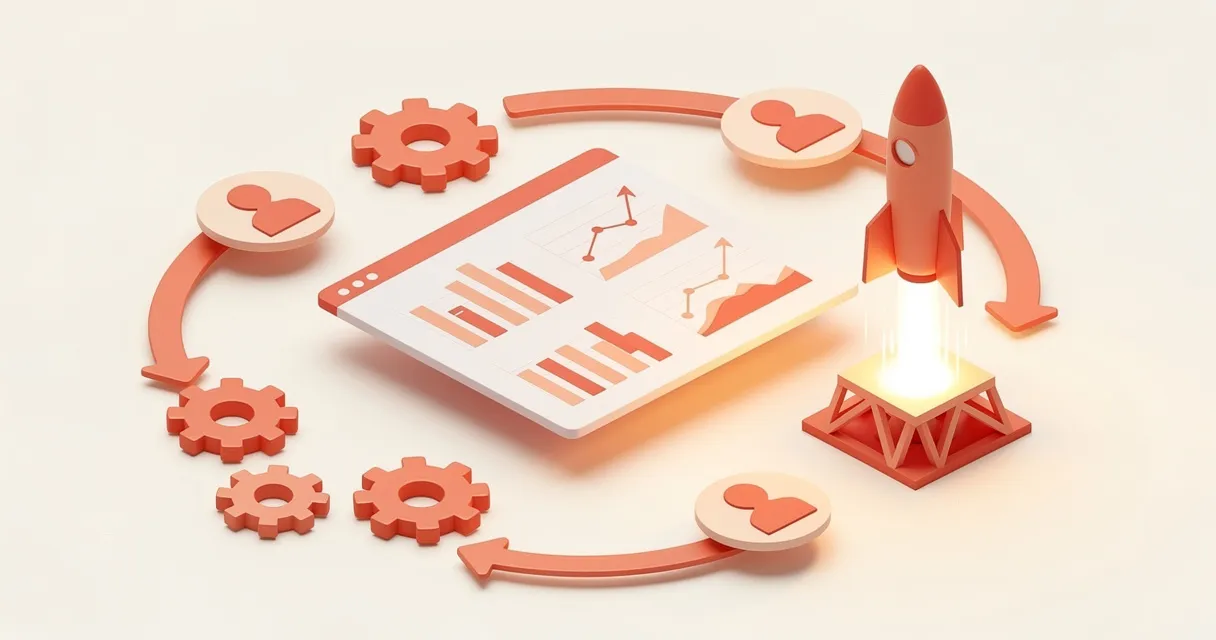 Growth hacking techniques for startups — abstract isometric marketing growth dashboard