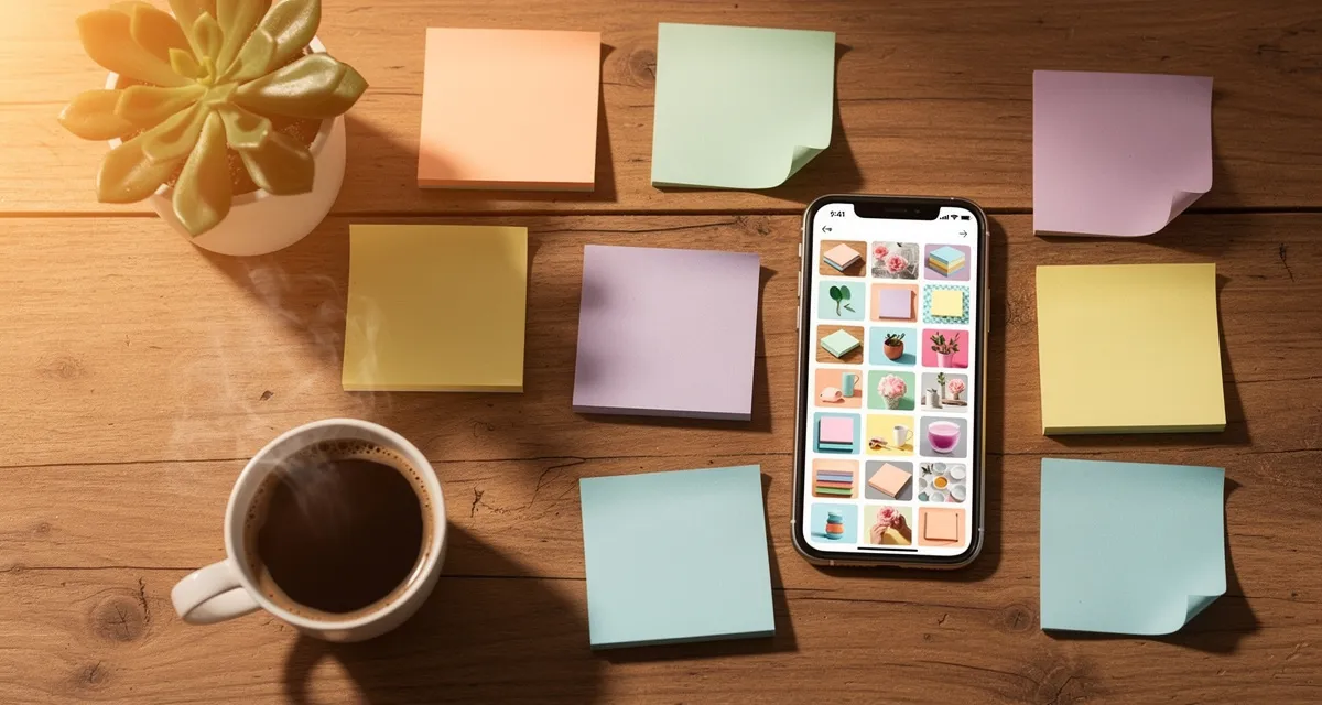 Pinterest social media marketing guide flat lay with mood board and smartphone