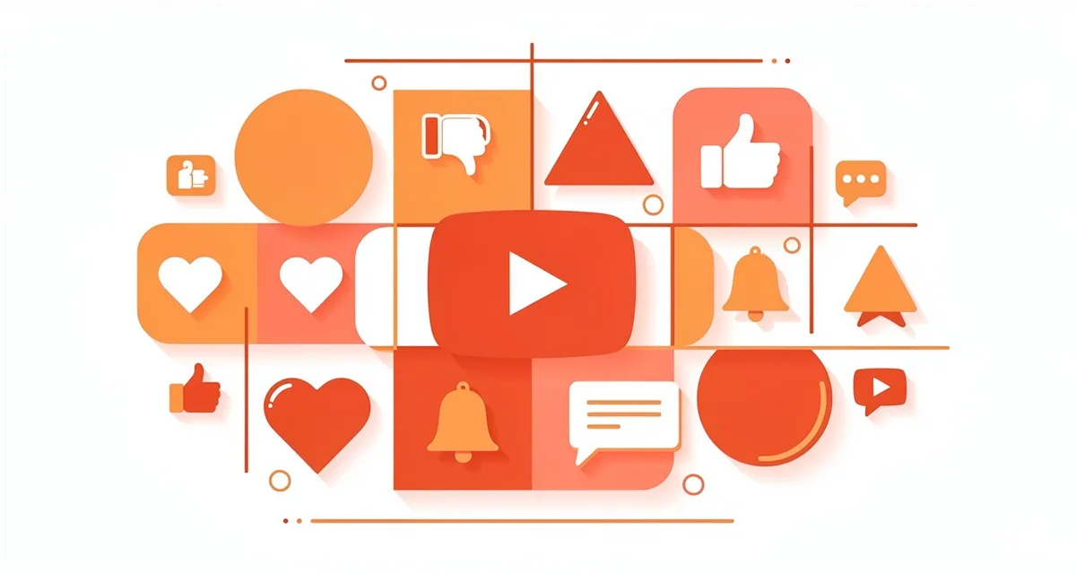 YouTube social media marketing guide with play button and engagement icons