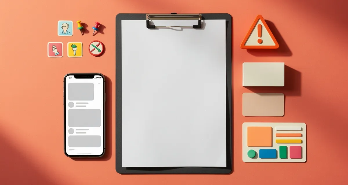 Marketing compliance flat lay representing the Kathy Hochul social media law with a clipboard, smartphone, and policy documents