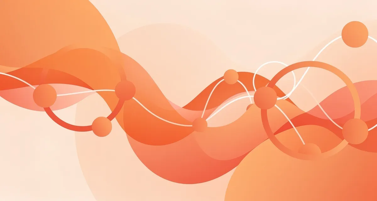Abstract gradient shapes in orange and coral representing social media connections for small business marketing