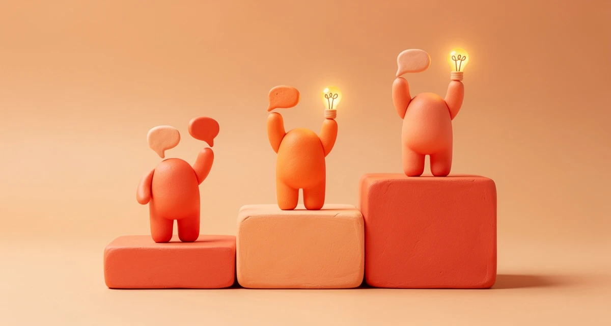Four thought leadership marketing program models shown as connected clay figures on a warm orange background