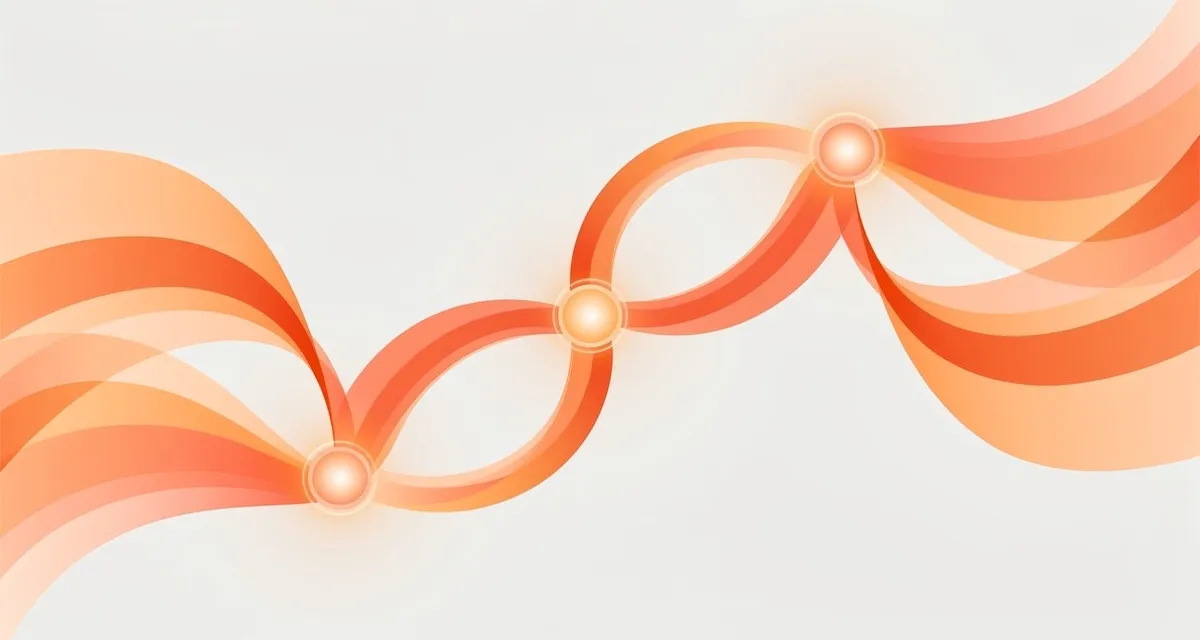 Marketing automation specialist workflow diagram with orange and coral gradient curves representing data flowing through nurture sequences