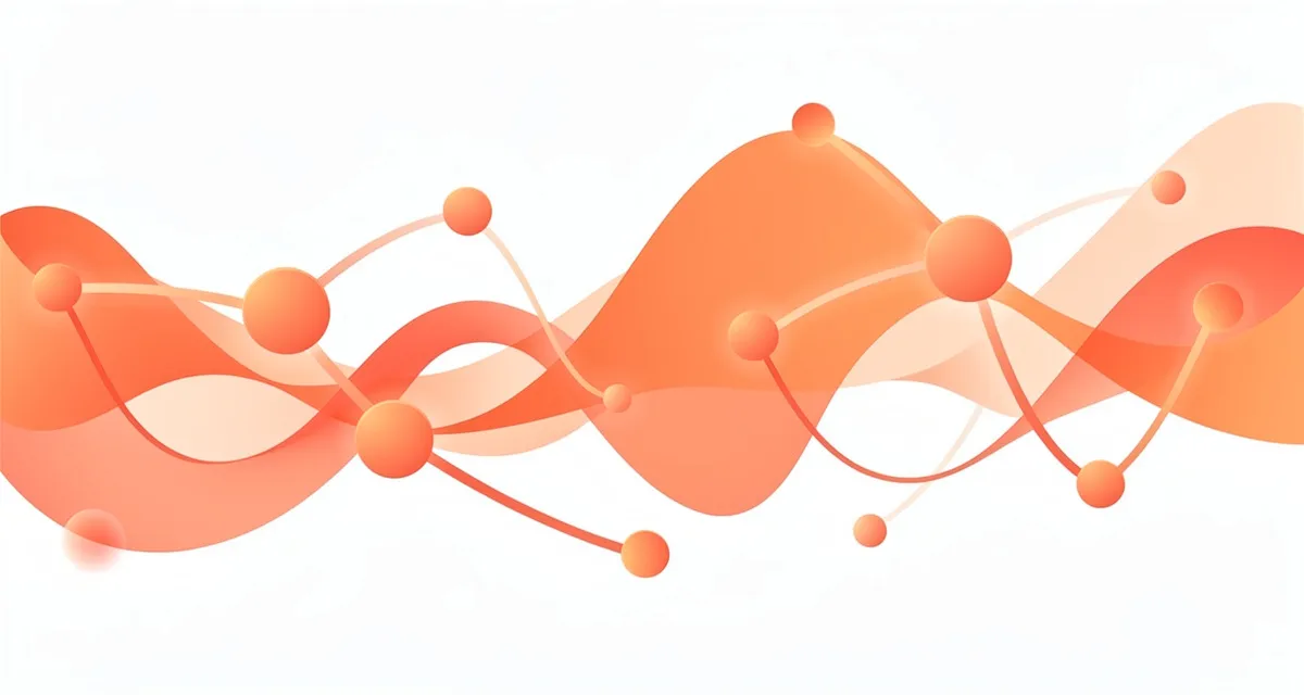 Social media consultant strategy represented as abstract flowing gradient curves connecting engagement, audience growth, and content channels in orange and coral tones